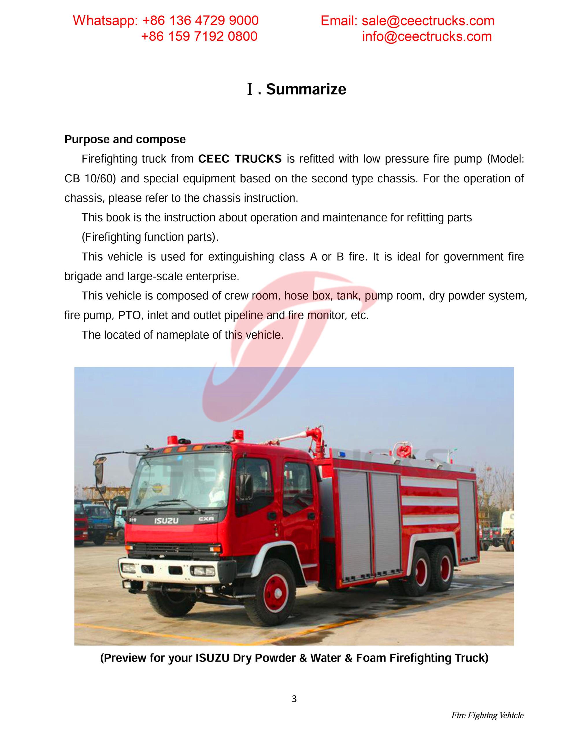 Syria ISUZU foam & water & powder fire truck Syria ISUZU foam & water & powder fire truck
