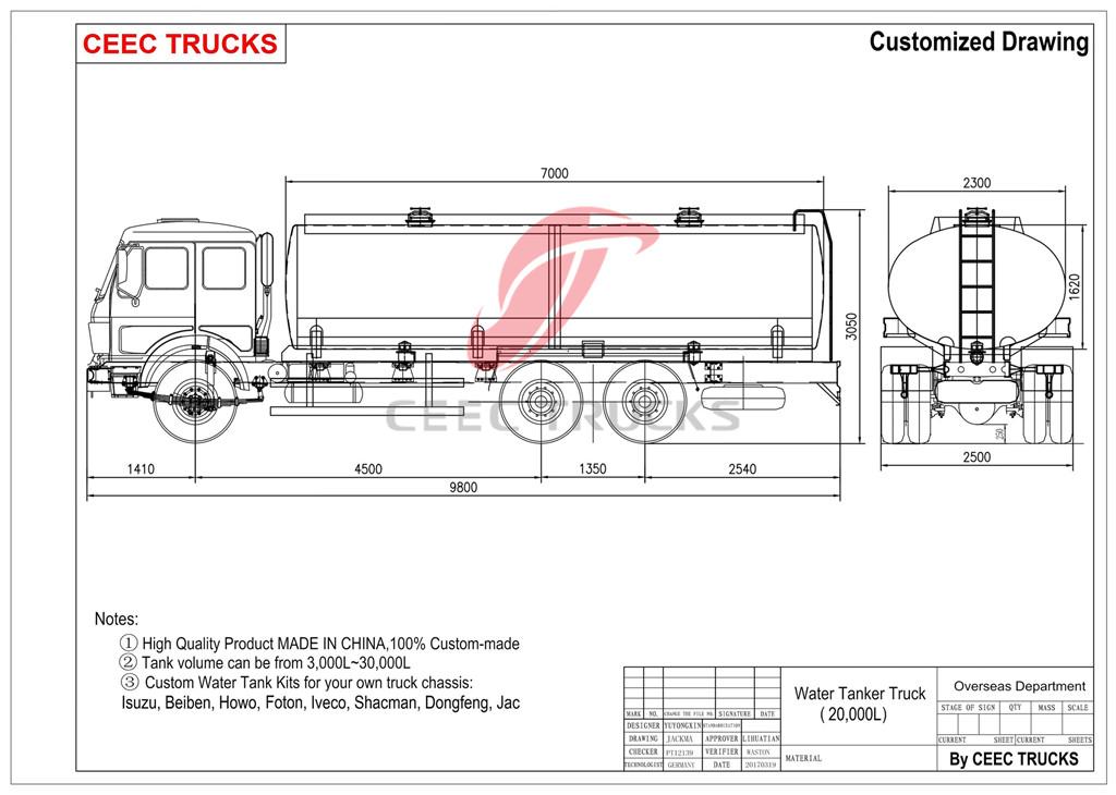 Iveco 20cbm tanker truck Technical drawing Iveco 20cbm tanker truck Technical drawing