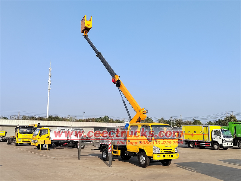 Isuzu 16m aerial platform truck testing in factory Isuzu 16m aerial platform truck