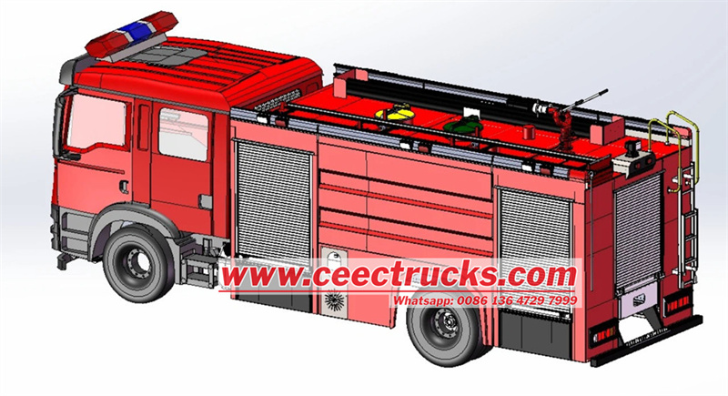 CEEC TRUCKS HOWO fire engine 3D technical drawing CEEC TRUCKS HOWO fire engine 3D technical drawing