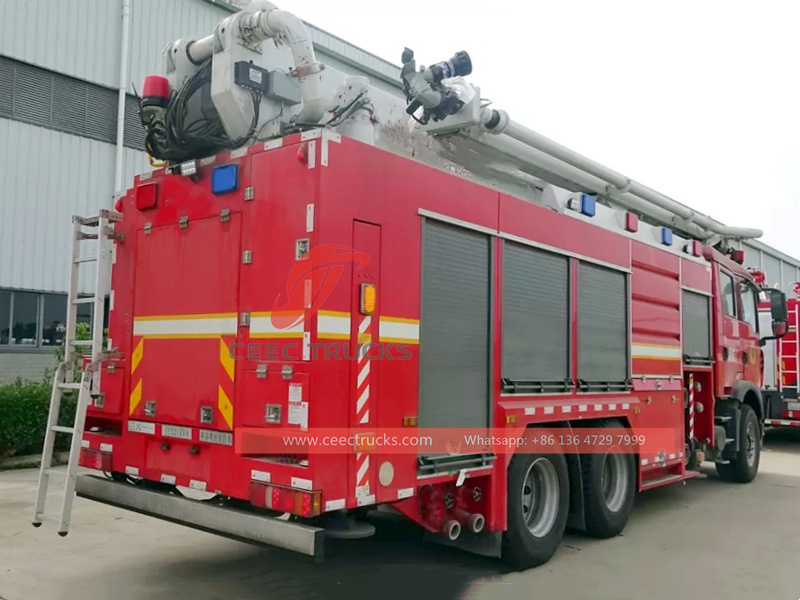 Howo fire truck with 32m high reach extendable turret 