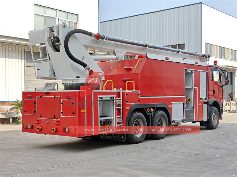 Howo fire truck with 32m high reach extendable turret 