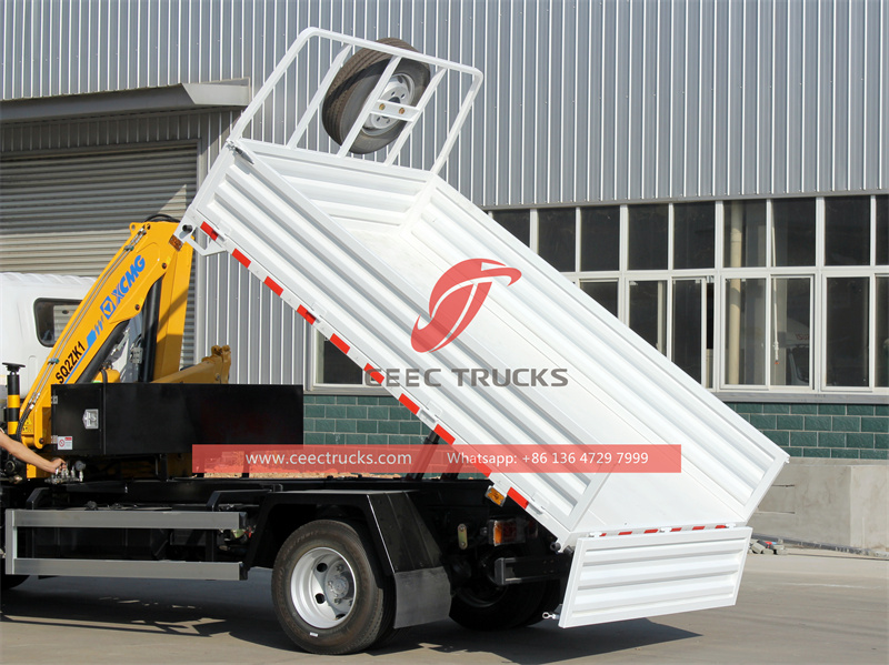 ISUZU NPR double cabin truck with folding crane 