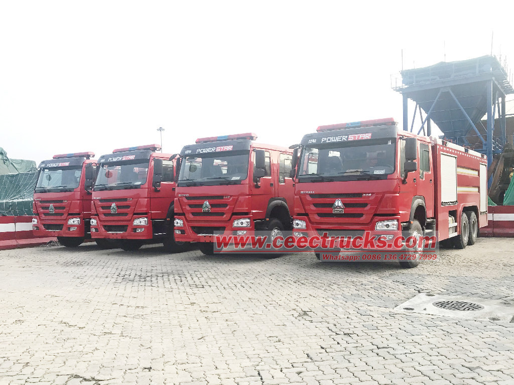 HOWO dry powder fire trucks for shipment