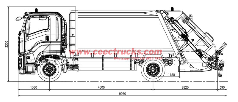 ISUZU 16CBM rear loader drawing