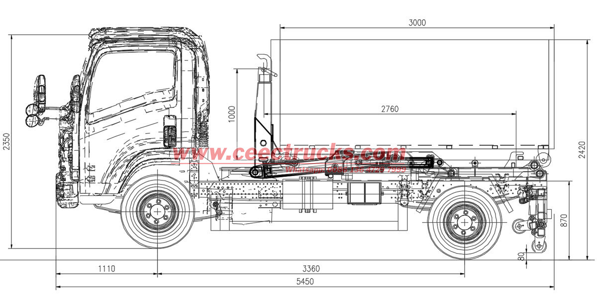 ISUZU 6 ton hook loader drawing