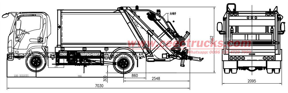 ISUZU EVM600 rear loader truck 6cbm drawing