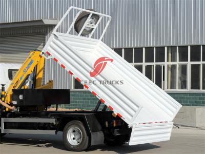 Isuzu ELF double cabin dumper with knuckle crane