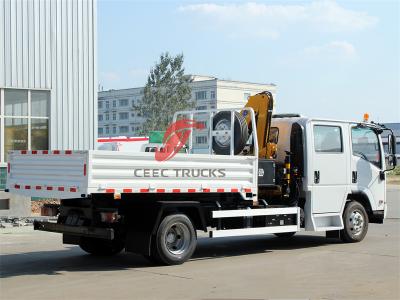 Isuzu ELF double cabin dumper with knuckle crane